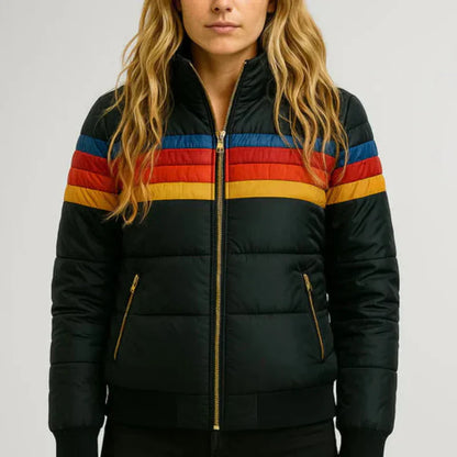 Silamoda™ | Chaqueta acolchada de rayas retro